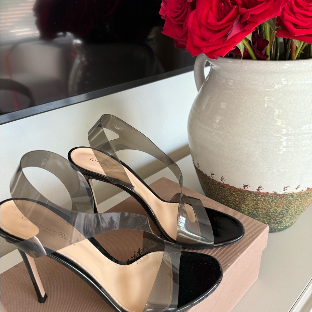 Gianvito Rossi Black and Gray Stiletto Heels